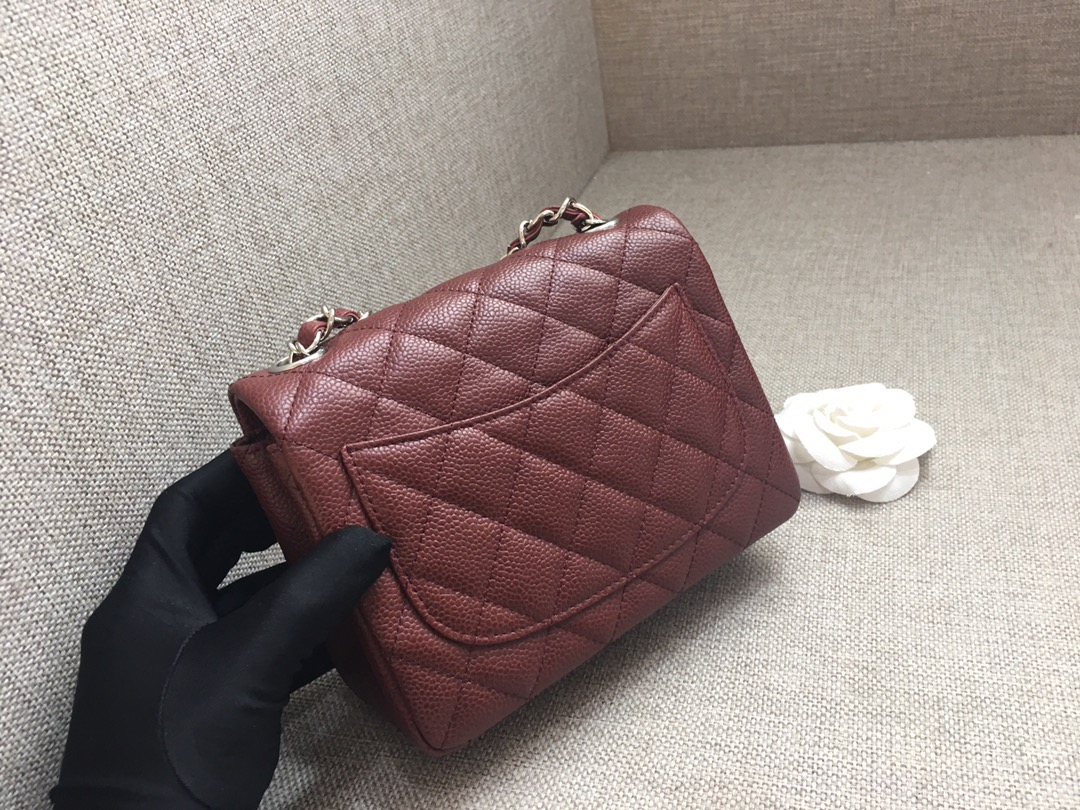 Mini Classic Flap Caviar Bag A01115 Purplish Red/Gold